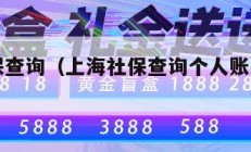 上海社保查询（上海社保查询个人账户登录入口）