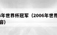 2006年世界杯冠军（2006年世界杯冠军阵容）