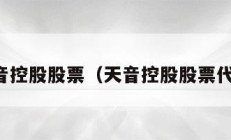 天音控股股票（天音控股股票代码）